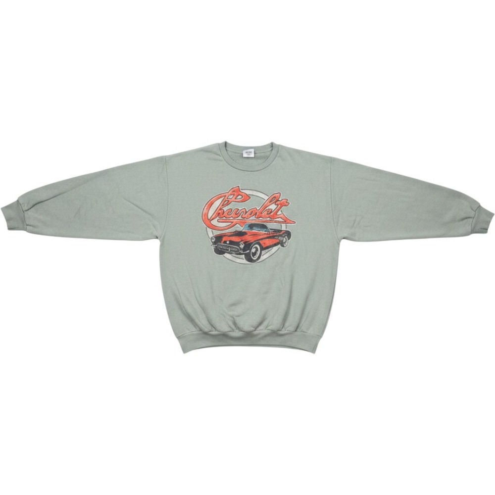 Chevrolet Corvette Graphic Sweatshirt Mens Medium Sage Green GM Hybrid Apparel